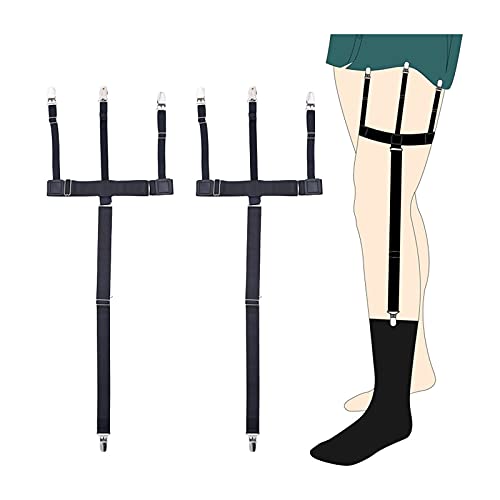 Kedofe Men Shirt Stays Adjustable Elastic Shirt Garter Shirts Holder with Non-slip Locking Clamps for Police Military (Black-B) - Image 1