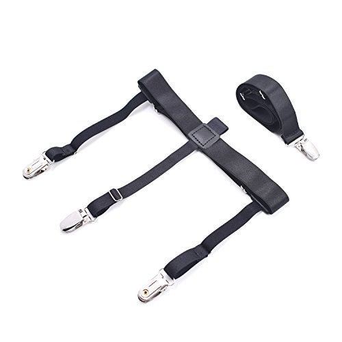 Kedofe Men Shirt Stays Adjustable Elastic Shirt Garter Shirts Holder with Non-slip Locking Clamps for Police Military (Black-B) - Image 2