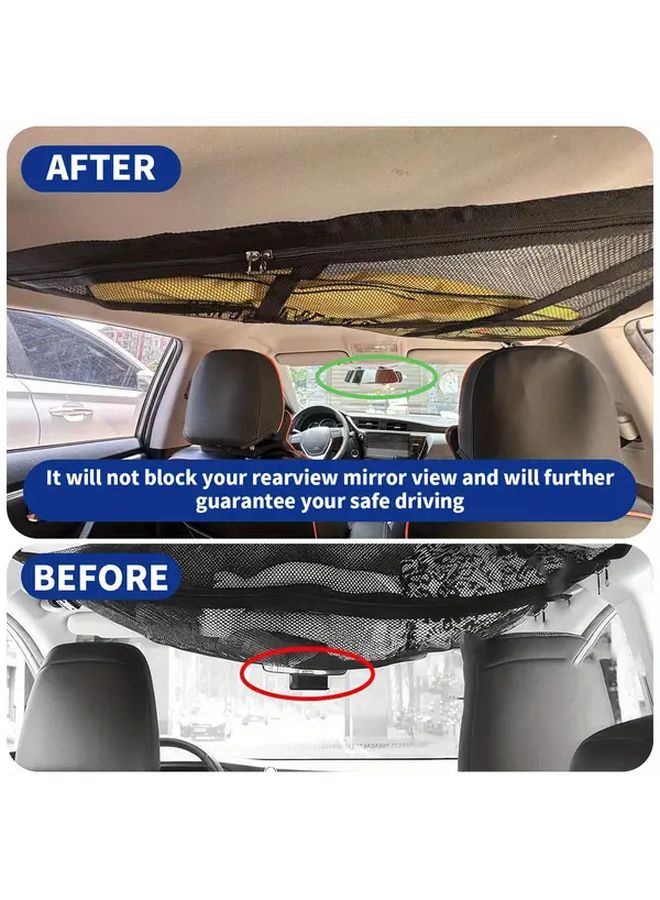 Black Universal Adjustable Car Roof Cargo Net Anti Fall Storage Organizer For SUV Truck Camping Travel - Image 5