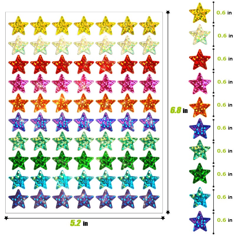 labelon 2100 Pcs Star Stickers for Kids Reward, Foil Star Stickers, Holographic Rainbow Stickers, Colorful Reward Stickers for Student Planner and School Classroom Teacher Supplies - Image 5
