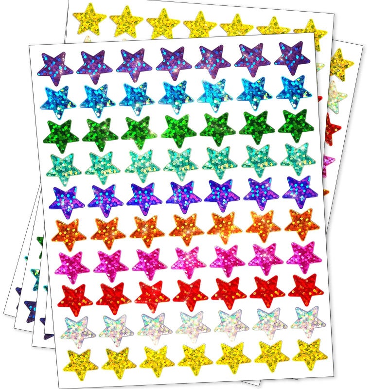labelon 2100 Pcs Star Stickers for Kids Reward, Foil Star Stickers, Holographic Rainbow Stickers, Colorful Reward Stickers for Student Planner and School Classroom Teacher Supplies - Image 1
