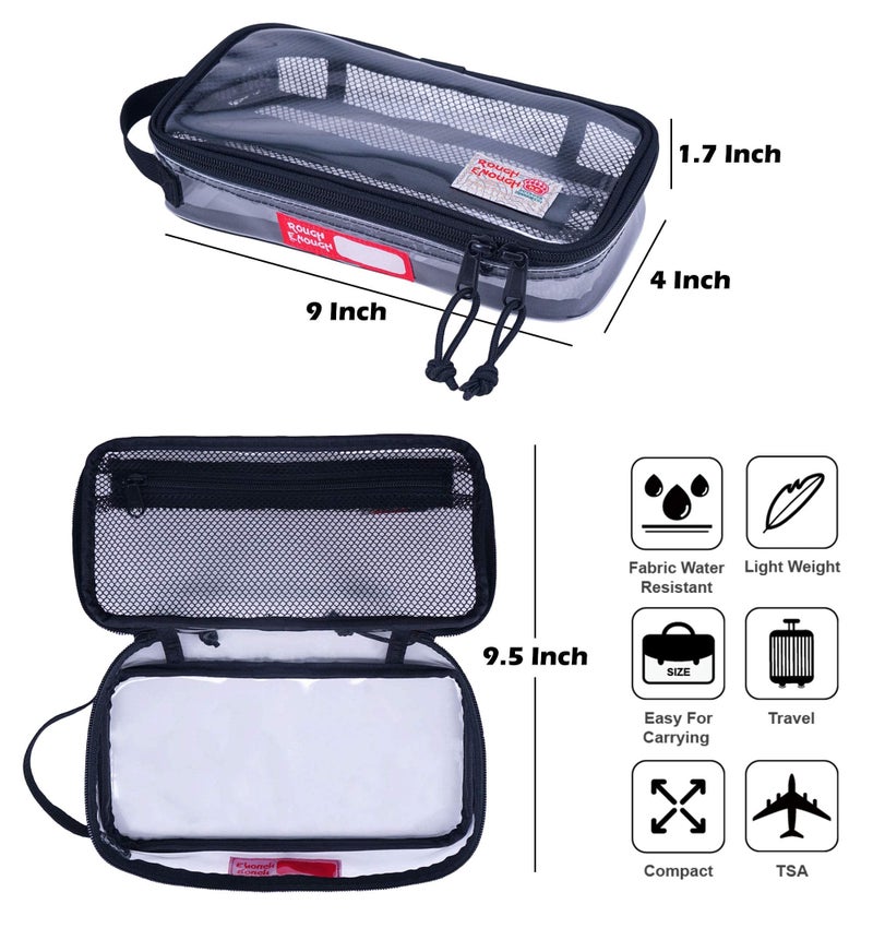 RE ROUGH ENOUGH Rough Enough Clear Travel TSA Approved Toiletry Bag Small Toothbrush Case Shaving Kit Organizer Pouch for Women Men - Image 3