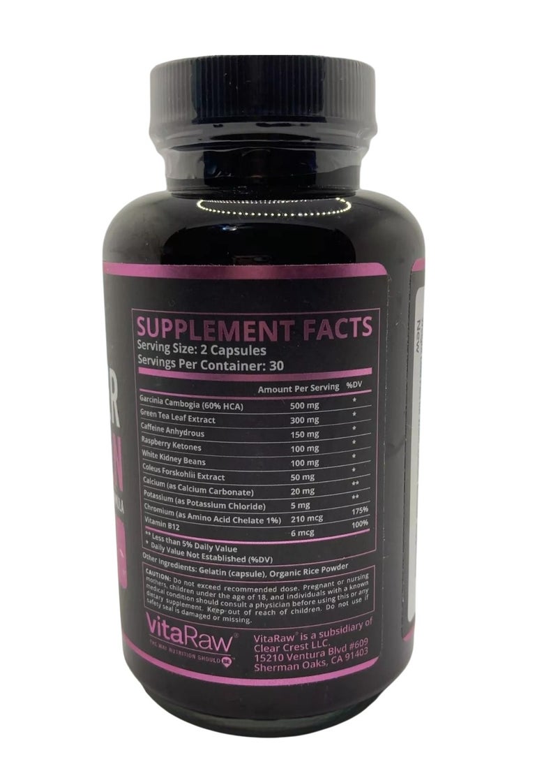VitaRaw Fat Burner for Women 60 Capsules - Image 2