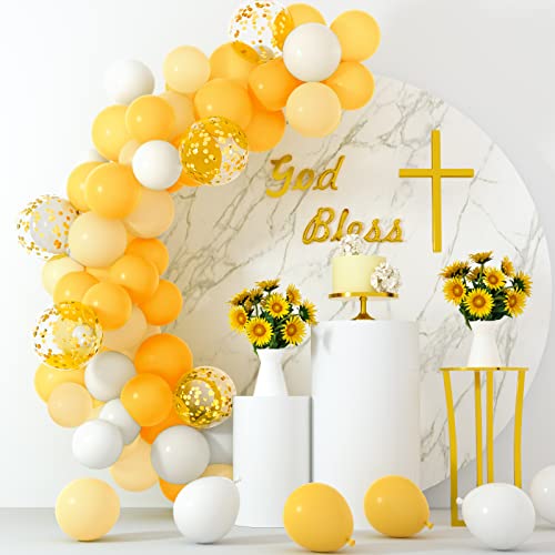 TUPARKA 12 inches Yellow White Gold Confetti Balloons 60 Pack Pastel Yellow White Party Balloon for Sunflower Honeybee Theme Birthday Baby Shower Party Supplies - Image 2