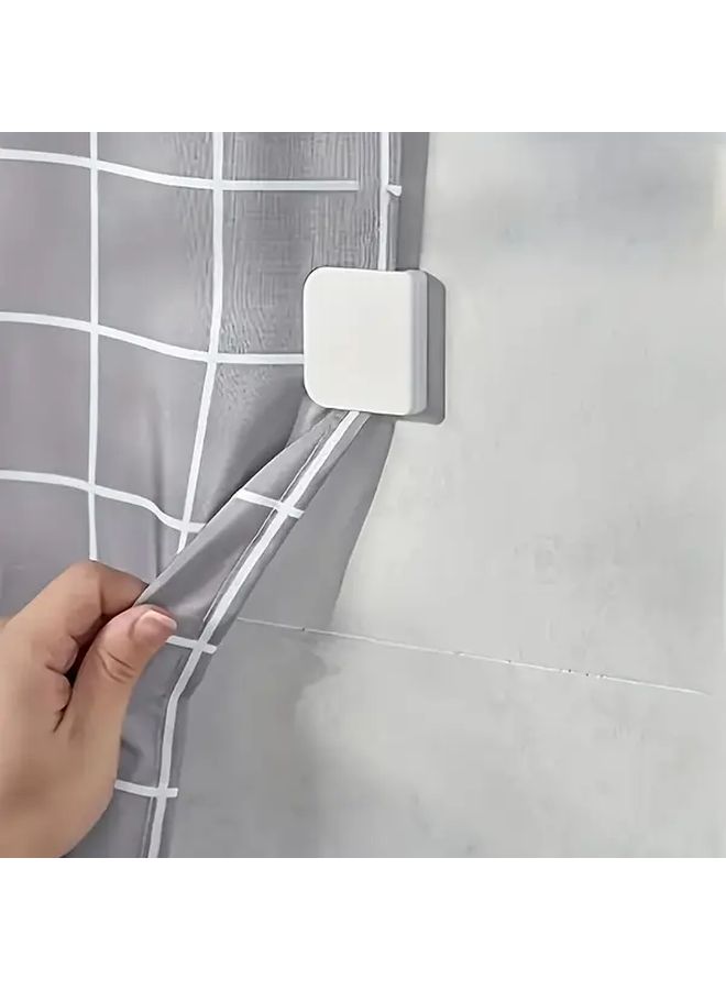 6 Pcs Plastic Shower Curtain Clips Windproof No Drill Adhesive Fasteners Grid Pattern - Image 2