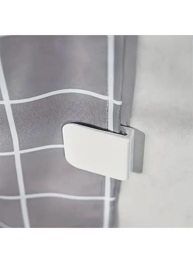 6 Pcs Plastic Shower Curtain Clips Windproof No Drill Adhesive Fasteners Grid Pattern - Image 4