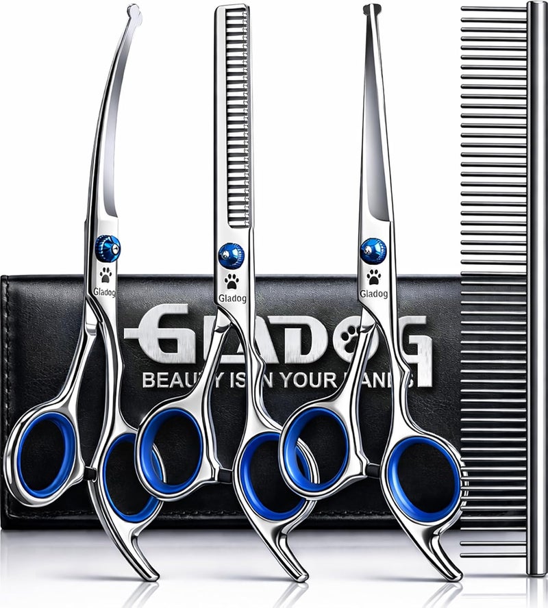 5 in 1 Professional Dog Grooming Scissors Set with Safety Round Tips - Image 1