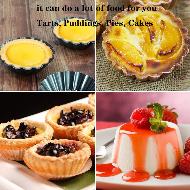 RICHSC-PAN Egg Tart Molds, 12 PCS Non-Stick Very Mini Tart Pans, Mini Tart Mold 3 InchTop, 1.7 Inch Bottom, 0.9Inch High, Carbon Steel, Kitchen Reusable Baking Tools. - Image 5