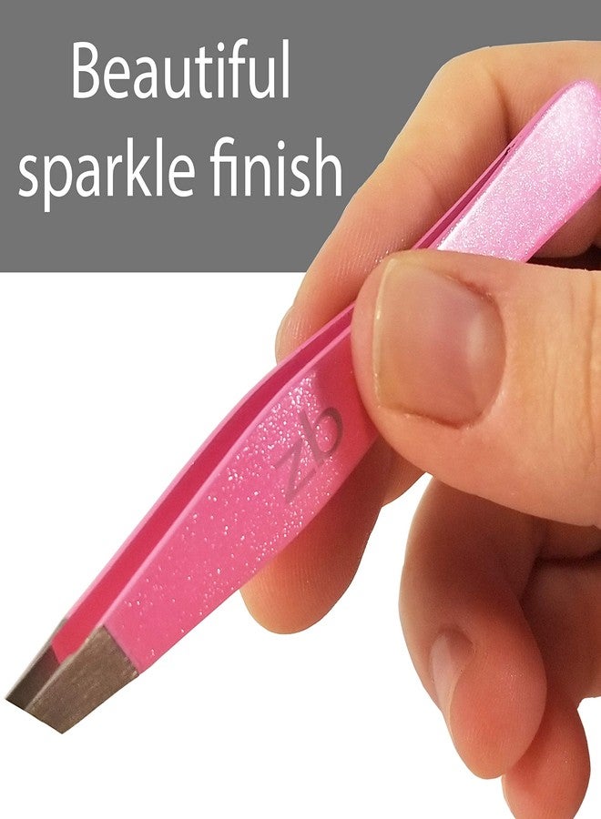 Zizzili Basics Tweezers - Surgical Grade Stainless Steel - Slant Tip for Expert Eyebrow Shaping and Facial Hair Removal - with Protective Pouch (Bubblegum Pink) - Image 3