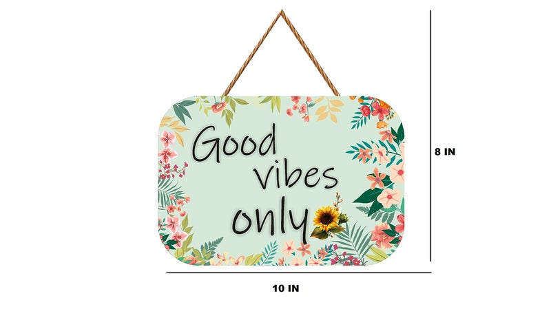 Crafts World Wooden Home Decorative Wall Hanging | Printed Designer Home Decor for Living Room (Good Vibes), 20.32 Cm - Image 2