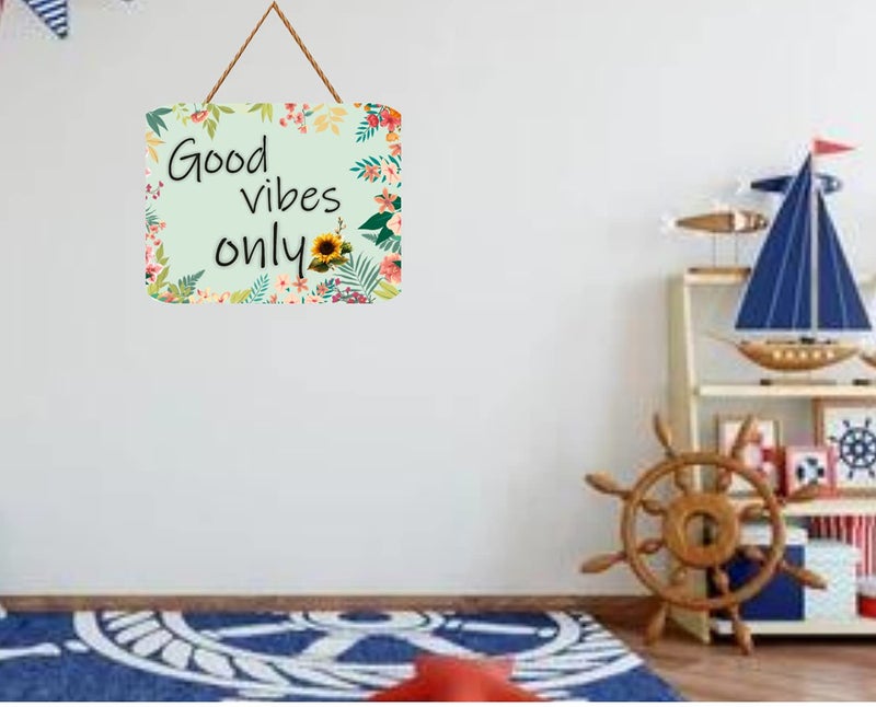 Crafts World Wooden Home Decorative Wall Hanging | Printed Designer Home Decor for Living Room (Good Vibes), 20.32 Cm - Image 3