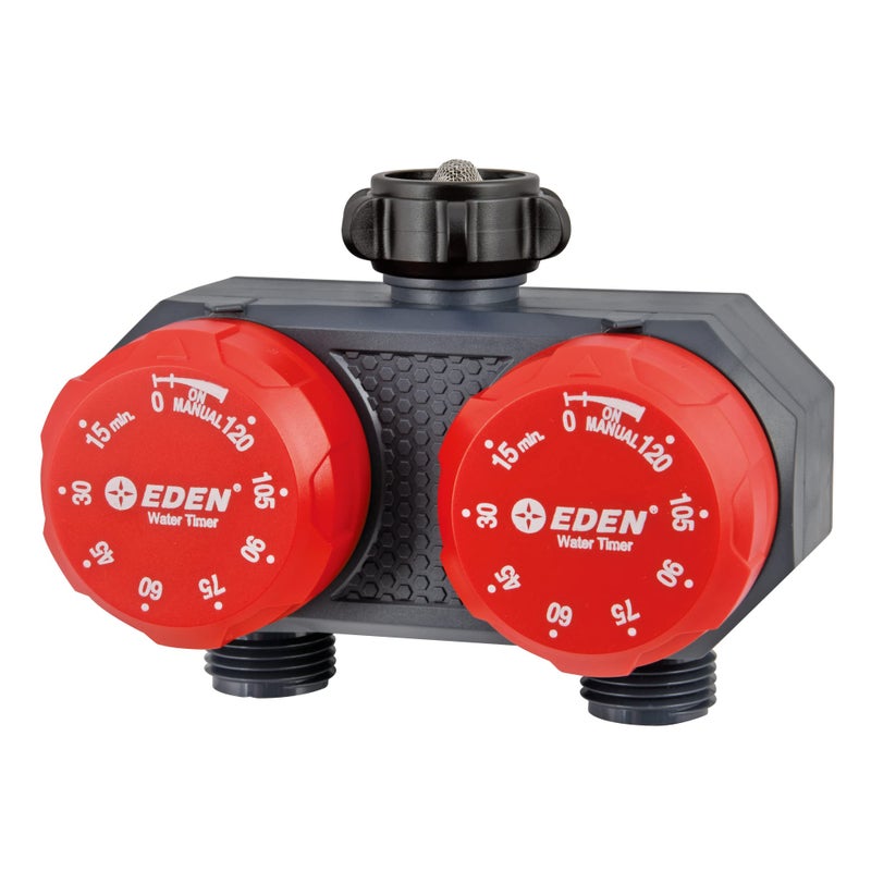 Eden 25124 2-Zone Mechanical Watering Timer  Red  Grey - Image 1