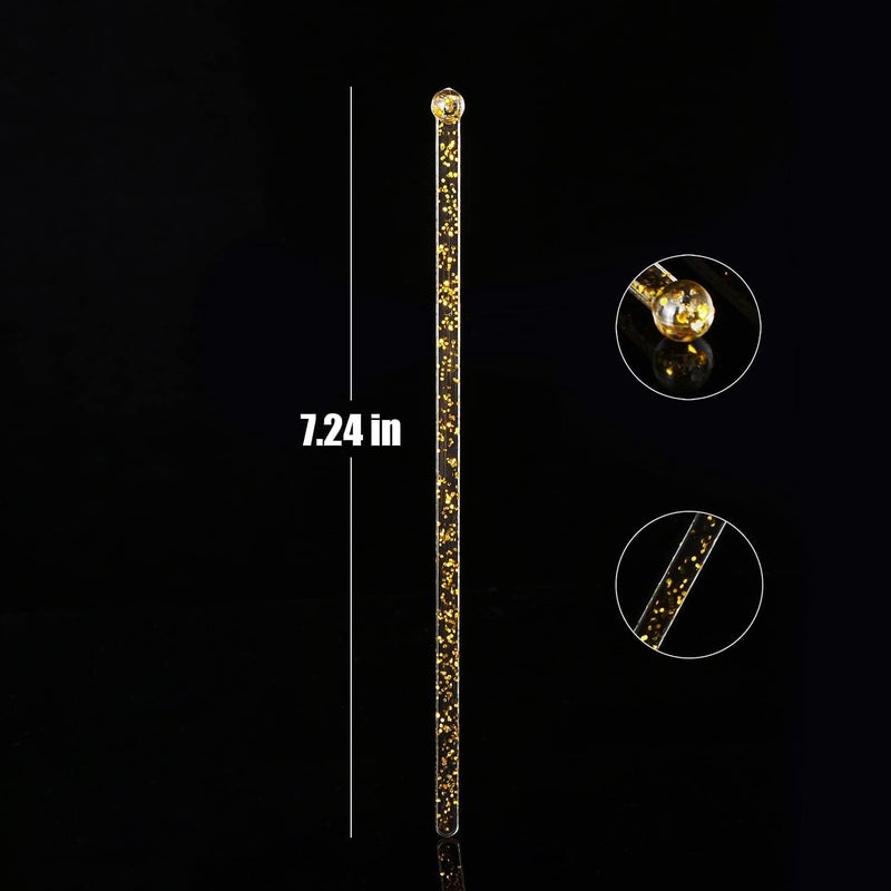 A-Link 50 قطعة عصي تحريك بلاستيكية لامعة ذهبية، كرات كعكة كريستالية، عصي تحريك مشروبات الكوكتيل والقهوة، 7.24 بوصة - Image 2