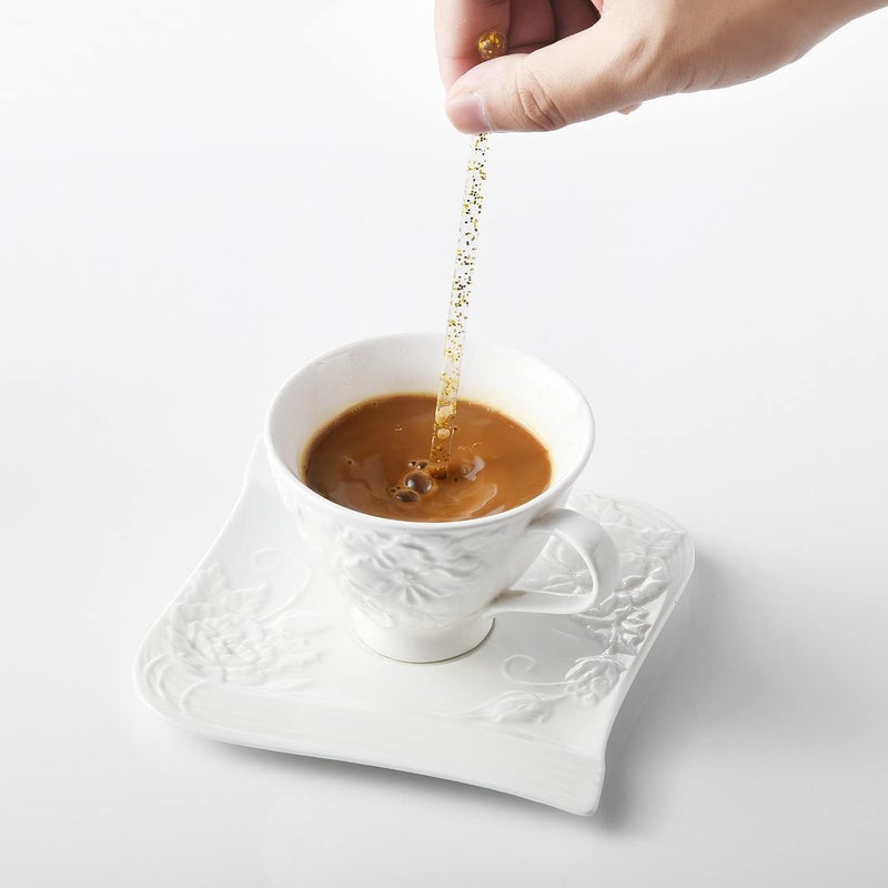 A-Link 50 قطعة عصي تحريك بلاستيكية لامعة ذهبية، كرات كعكة كريستالية، عصي تحريك مشروبات الكوكتيل والقهوة، 7.24 بوصة - Image 4