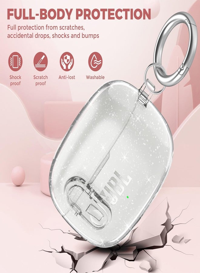 OTOPO Compatible with JBL Vibe 200TWS/JBL Vibe Beam/Beam 2 Case Cover Clear Lock Clip with Cleaner Kit, Transparent TPU Protective Cover Men Women with Carabiner for JBL Vibe Beam 2 Charging Case - Image 2