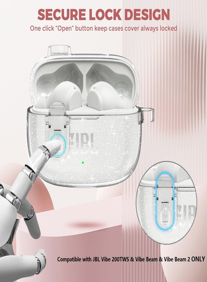 OTOPO Compatible with JBL Vibe 200TWS/JBL Vibe Beam/Beam 2 Case Cover Clear Lock Clip with Cleaner Kit, Transparent TPU Protective Cover Men Women with Carabiner for JBL Vibe Beam 2 Charging Case - Image 4