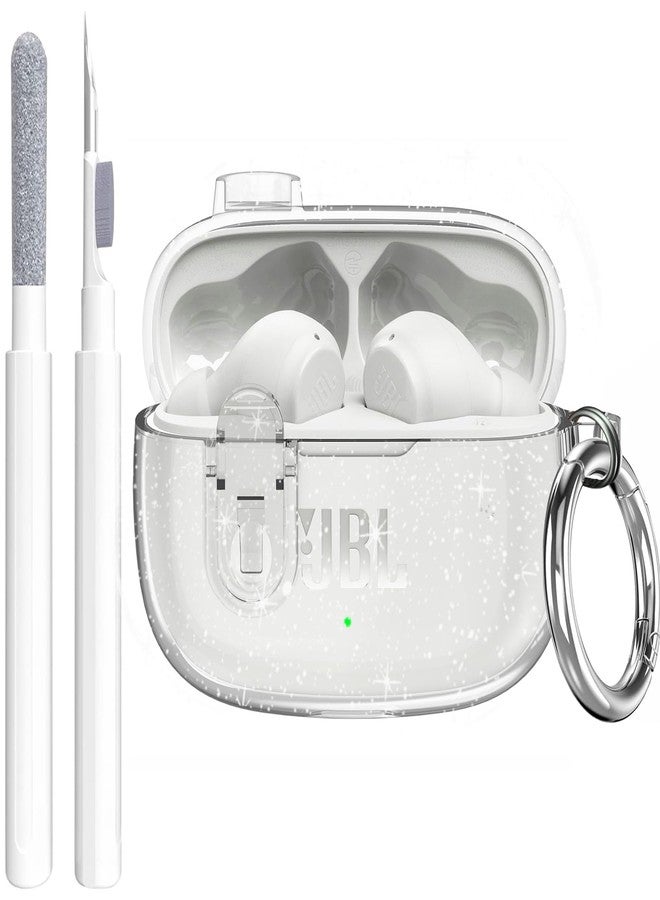OTOPO Compatible with JBL Vibe 200TWS/JBL Vibe Beam/Beam 2 Case Cover Clear Lock Clip with Cleaner Kit, Transparent TPU Protective Cover Men Women with Carabiner for JBL Vibe Beam 2 Charging Case - Image 1