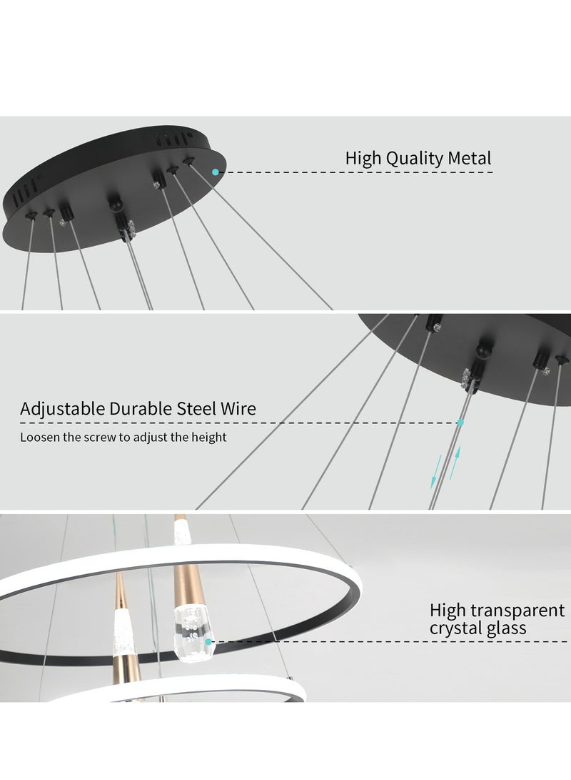 YATAI LIGHTING Modern Pendant Chandelier,3-Corn -Shape Light Vintage Chandeliers Hanging Dimmable Pendant Lighting Fixtures,76W Adjustable Height Chandelier for Dining Table Island and Restaurant,3000K-6000K - Image 5