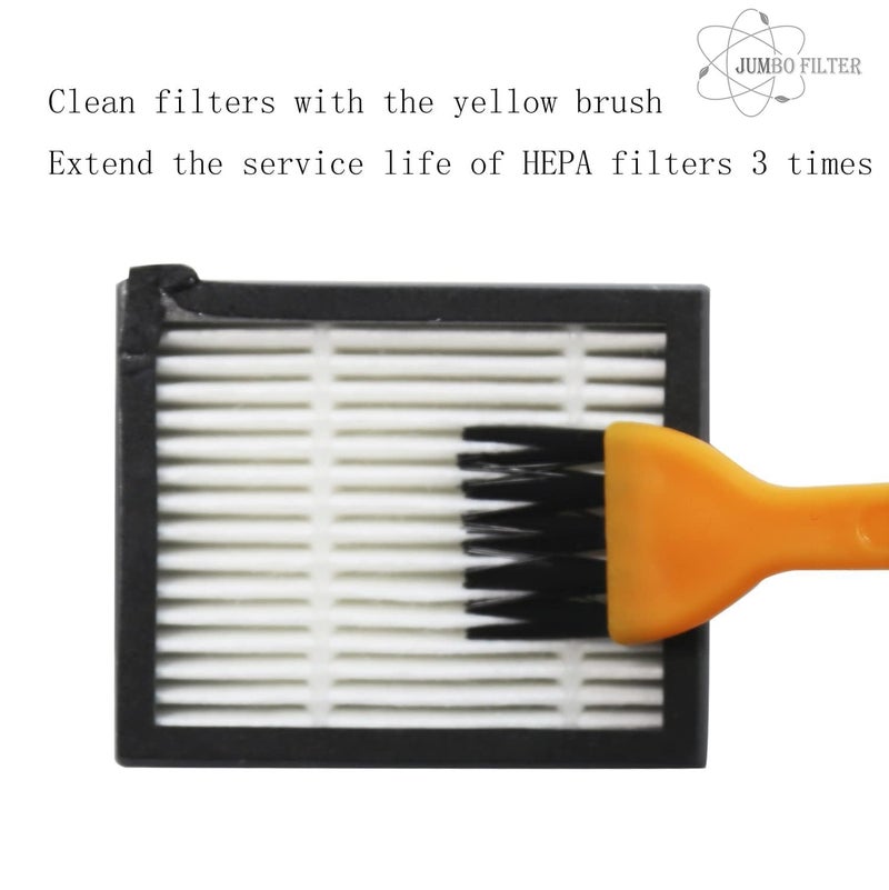 JUMBO FILTER Replacement Parts Compatible with iRobot Roomba I, E & J Series i7 i7+ i2 i3 i3+ i4 i4+ i6 i6+ i8 i8+/Plus j6+ j7, 1 Set of Multi-Surface Rubber Brushes, 6 HEPA Filters, 6 Side Brushes - Image 5