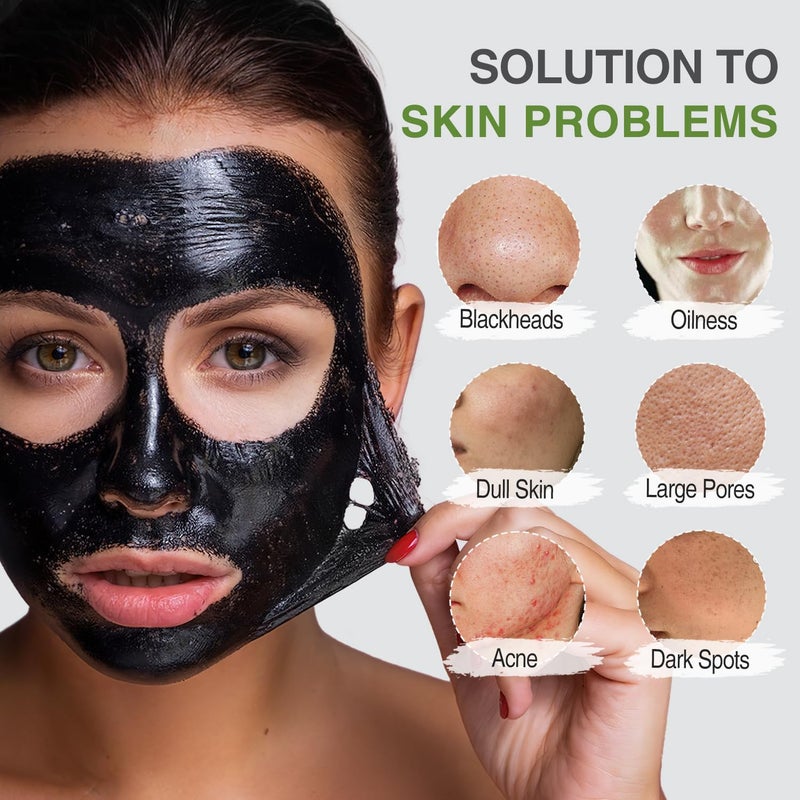 ulluxe Blackhead Remover Mask Kit, Charcoal Peel Off Mask for Face Nose Blackheads Acne and Deep Pores Cleansing, Black Face Mask Peel, Charcoal Mask with Brush and Pimple Extractors, (3.5 Fl.oz) - Image 3