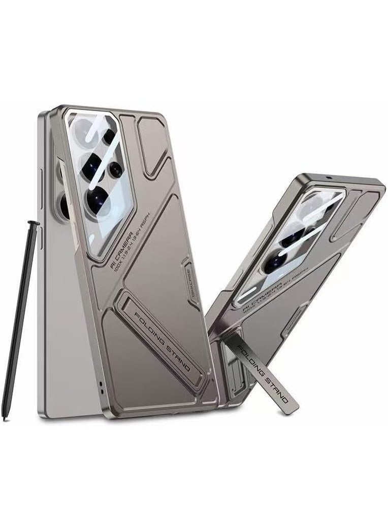 GKK for Samsung Galaxy S26 Ultra Case with Camera Lens Protection, Shockproof PC + PU Armor Cover, Built-in Kickstand, Mecha Style Anti-Scratch، Titanium Gold، Samsung Galaxy S26 Ultra - Image 1