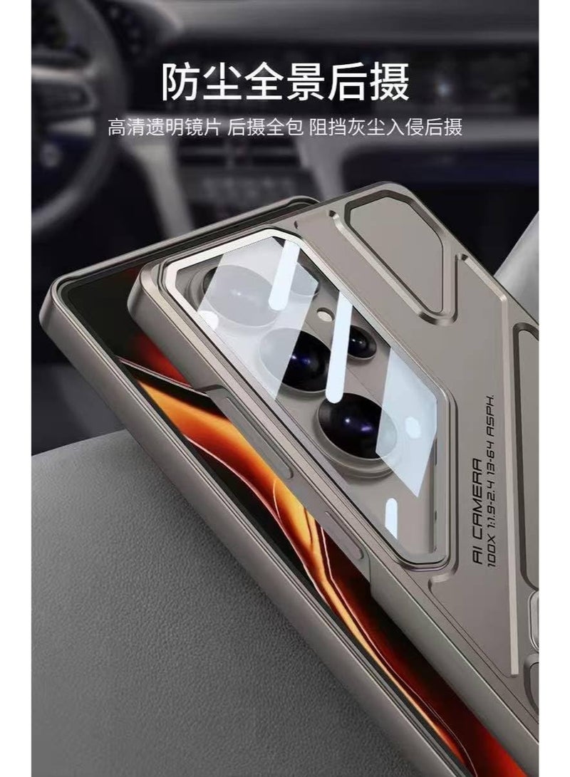 GKK for Samsung Galaxy S26 Ultra Case with Camera Lens Protection, Shockproof PC + PU Armor Cover, Built-in Kickstand, Mecha Style Anti-Scratch، Titanium Gold، Samsung Galaxy S26 Ultra - Image 3