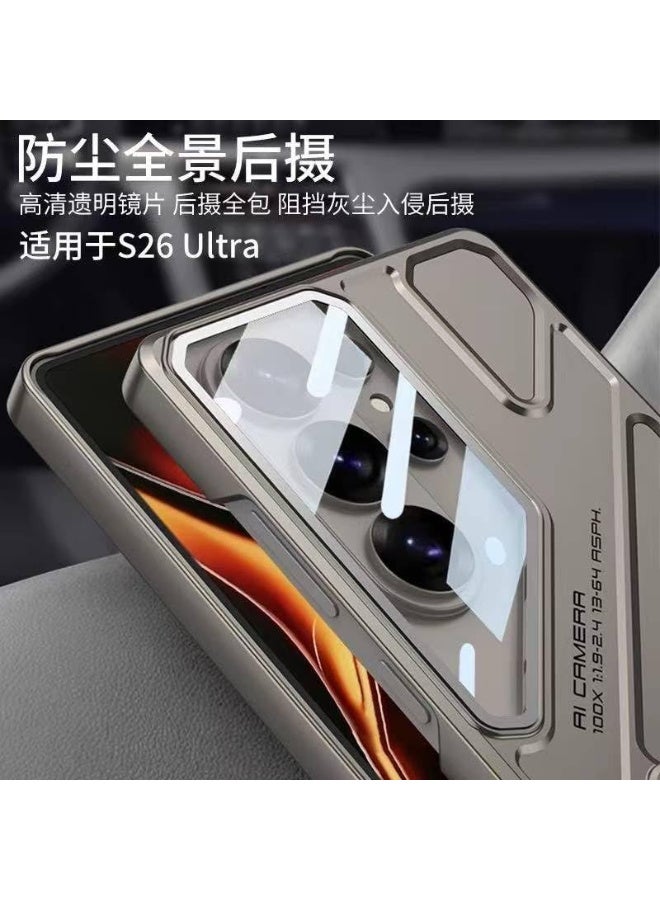 GKK for Samsung Galaxy S26 Ultra Case with Camera Lens Protection, Shockproof PC + PU Armor Cover, Built-in Kickstand, Mecha Style Anti-Scratch، Titanium Gold، Samsung Galaxy S26 Ultra - Image 2