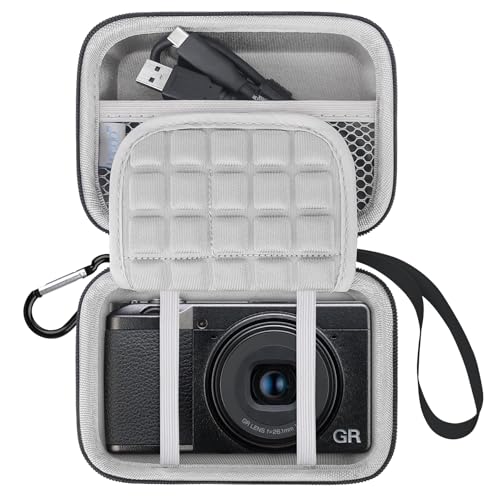 Lacdo Camera Case for RICOH GR IVRICOH GR III HDFGR IIIx HDFGR IIIxGR IIIGR IIGR Digital Camera Hard Protective Camera Storage Trave Bag Mesh Pocket fits Batteries USB Cable Gray - Image 1