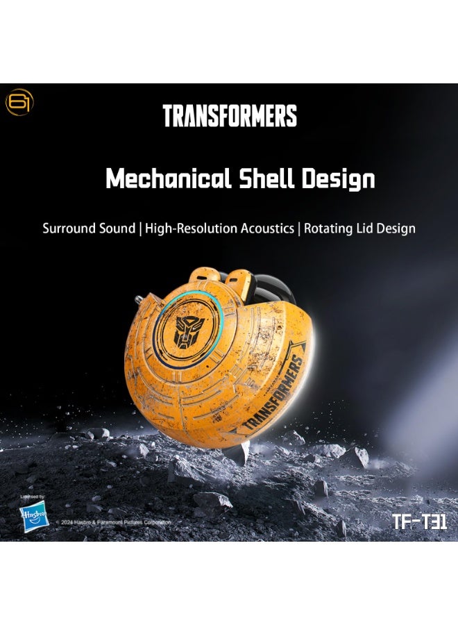 Transformers TF-T31 Bluetooth TWS Wireless Earbuds with Mechanical Shell Design Passive Noise Cancelling in-Ear Cool HiFi HD Calling Music Game Modes Low Latency Sports Earphones (Yellow - Bumblebee) - Image 3