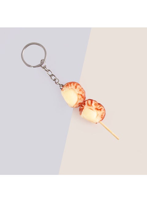 PVC Simulation Food Keychain Fun Squid Whisker Gluten Corn Barbecue String Toy Funny Food Play Model-Color:Scallops-Keychain