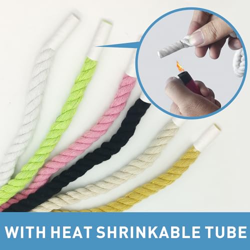 NDTEZUGT 13/32''(1cm) Thick Rope Shoe Laces Strings for Air Force 1, Round Cotton Chunky Shoelaces Replacement Laces for Sneakers (White-02, 54''/140cm) - Image 3