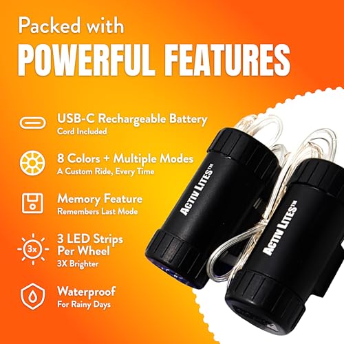 Activ Life LED Bike Wheel Lights with Batteries Included, Get 100% Brighter and Visible from All Angles for Ultimate Safety & Style (1 Tire Pack, Orange) - Image 5