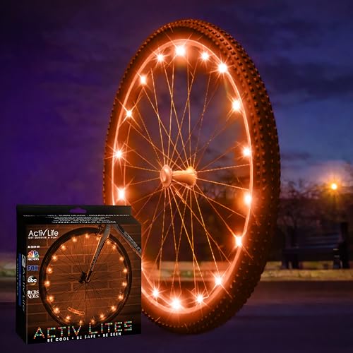 Activ Life LED Bike Wheel Lights with Batteries Included, Get 100% Brighter and Visible from All Angles for Ultimate Safety & Style (1 Tire Pack, Orange) - Image 1