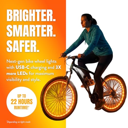 Activ Life LED Bike Wheel Lights with Batteries Included, Get 100% Brighter and Visible from All Angles for Ultimate Safety & Style (1 Tire Pack, Orange) - Image 2