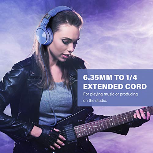 OneOdio Wired Over Ear Headphones Studio Monitor & Mixing DJ Stereo Headsets with 50mm Neodymium Drivers and 1/4 to 3.5mm Jack for AMP Computer Recording Podcast Keyboard Guitar Laptop - Light Blue - Image 4