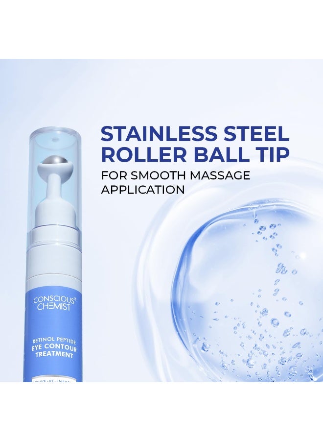 Conscious Chemist® Retinol Peptide Under Eye Cream With Soothing Massage Roller | Under Eye Roll On For Dark Circles, Fine Lines & Puffy Eyes | For Women & Men | 15 ml (Pack of 2) - Image 2