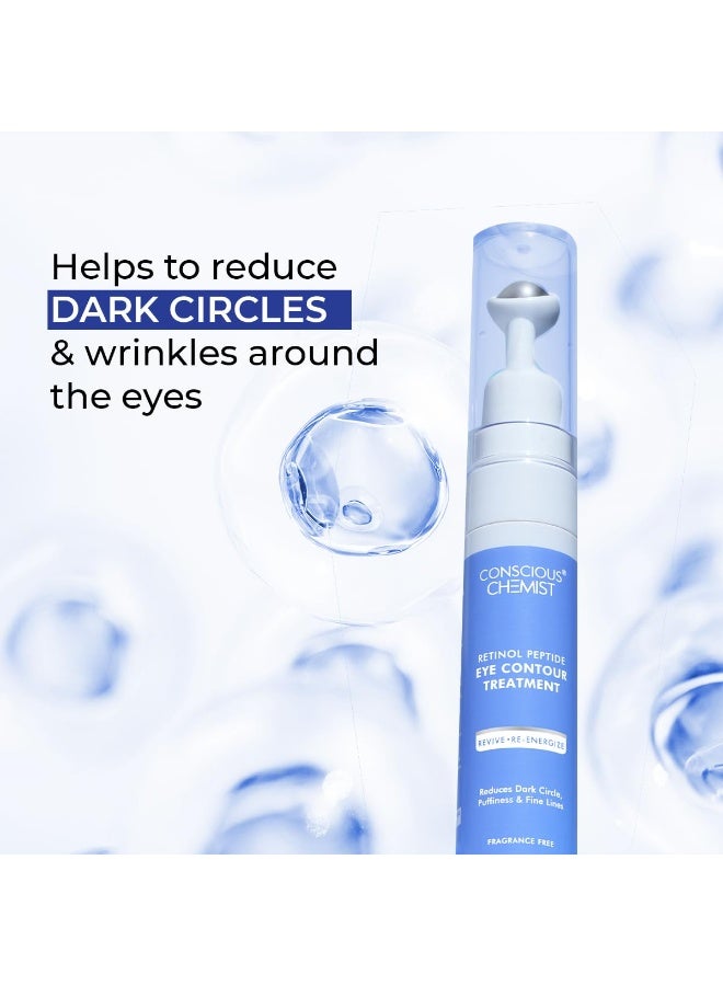 Conscious Chemist® Retinol Peptide Under Eye Cream With Soothing Massage Roller | Under Eye Roll On For Dark Circles, Fine Lines & Puffy Eyes | For Women & Men | 15 ml (Pack of 2) - Image 4