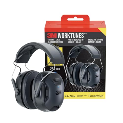 3M Safety 3M WorkTunes Connect + واقي سمعي لاسلكي بالطاقة الشمسية مع تقنية بلوتوث، حماية سمعية بتصنيف تقليل الضوضاء 26 ديسيبل - Image 1