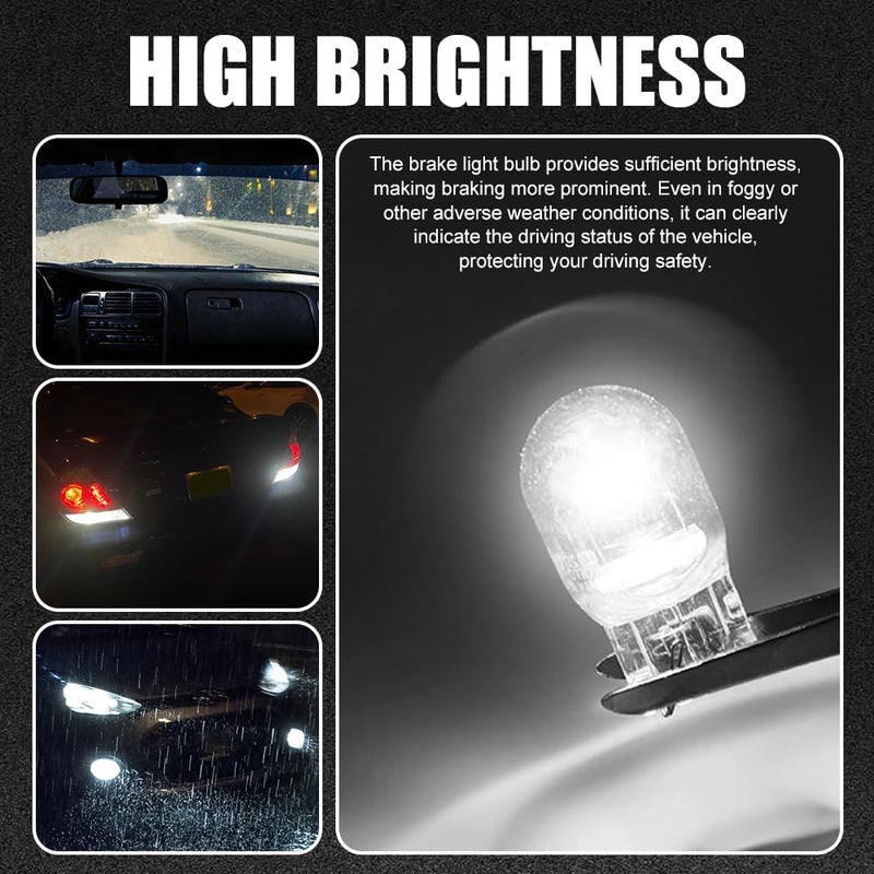 Lyxheth 10PCS 7443 Bulb, Car Brake Lights, 1891/7443 12V 21/5W Quartz Glass Shockproof Anti-UV Dual-filament Mini Halogen Bulbs, Universal T20 Automotive Brake Bulb Car Accessory for Cars Trucks SUVs (White) - Image 4