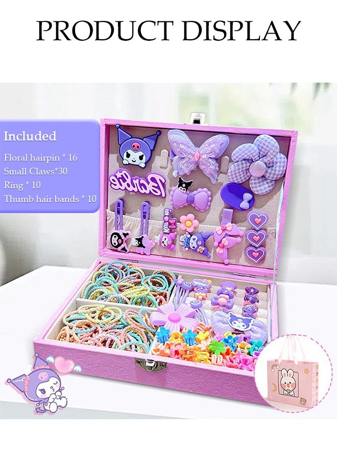 DUNISO Girls Hair Accessories Set with Gift Box，Cute Hairpin Jewelry Storage Case with Rings, Hair Ties, Hair Clips, Hair Elastic Bands,Hair Accessories Gift，Birthday Gift for Girls - Image 5
