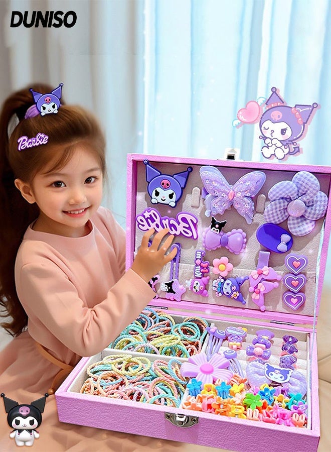DUNISO Girls Hair Accessories Set with Gift Box，Cute Hairpin Jewelry Storage Case with Rings, Hair Ties, Hair Clips, Hair Elastic Bands,Hair Accessories Gift，Birthday Gift for Girls - Image 1