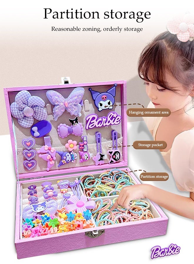 DUNISO Girls Hair Accessories Set with Gift Box，Cute Hairpin Jewelry Storage Case with Rings, Hair Ties, Hair Clips, Hair Elastic Bands,Hair Accessories Gift，Birthday Gift for Girls - Image 3