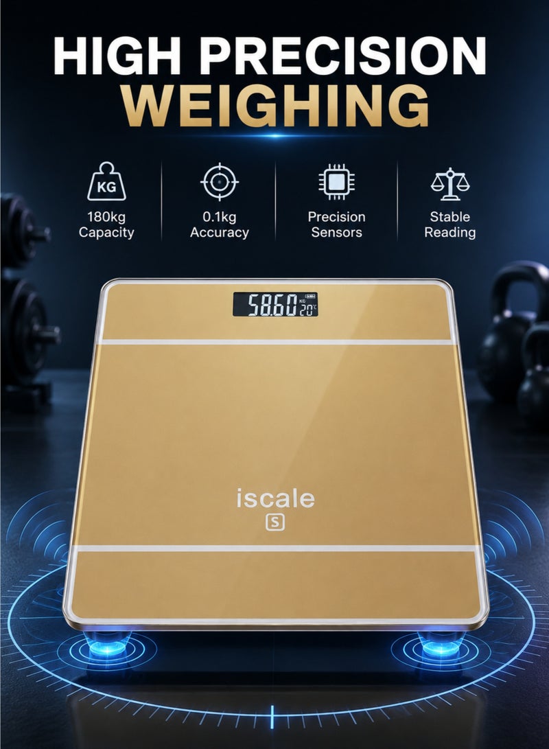 Digital Bathroom Weighing Scale 180KG LCD Display Tempered Glass Body Weight Scale with Auto On/Off Kg/Lb - Image 2