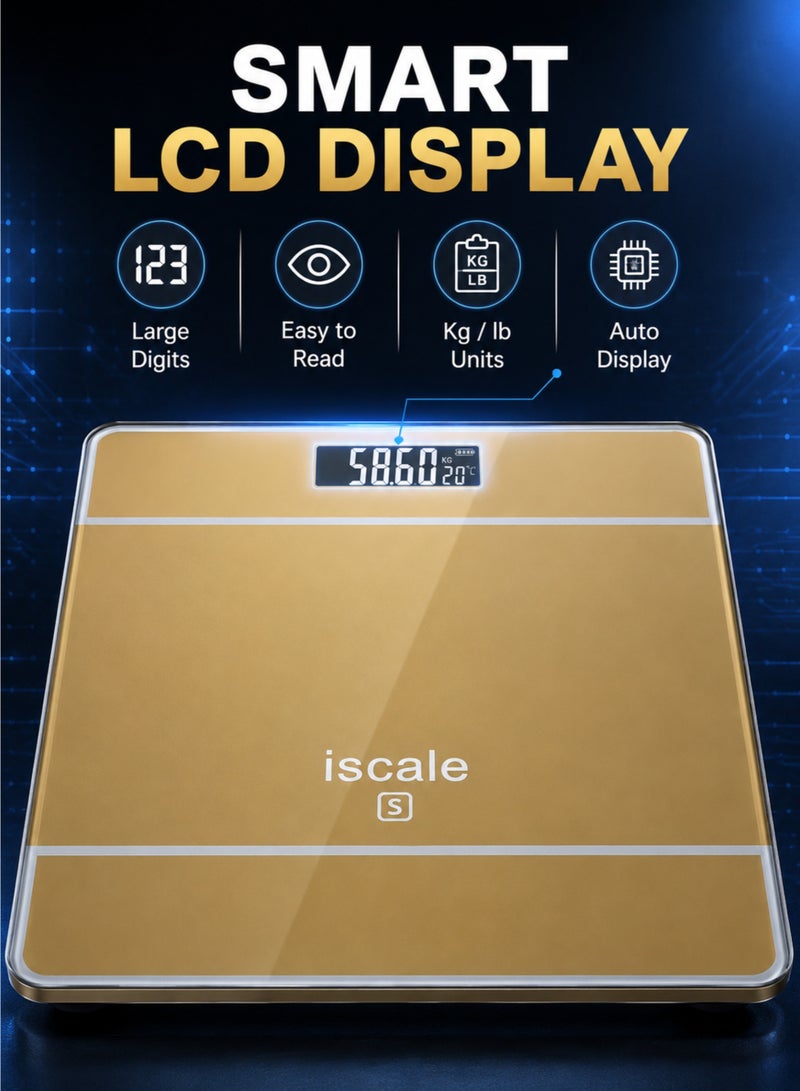 Digital Bathroom Weighing Scale 180KG LCD Display Tempered Glass Body Weight Scale with Auto On/Off Kg/Lb - Image 4