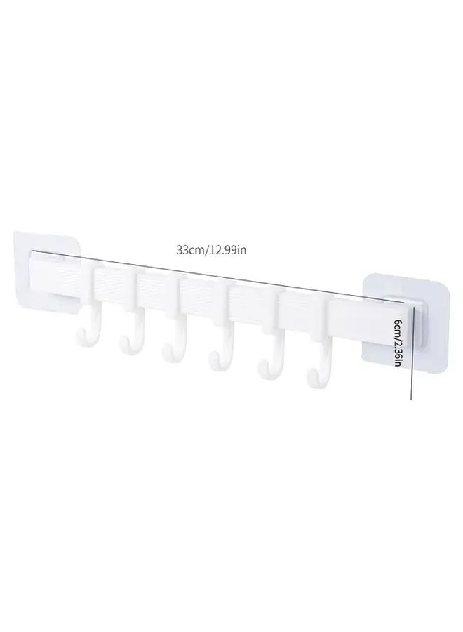 White Adhesive Kitchen Hook Rack Towel Organizer Hanging Storage - Image 3
