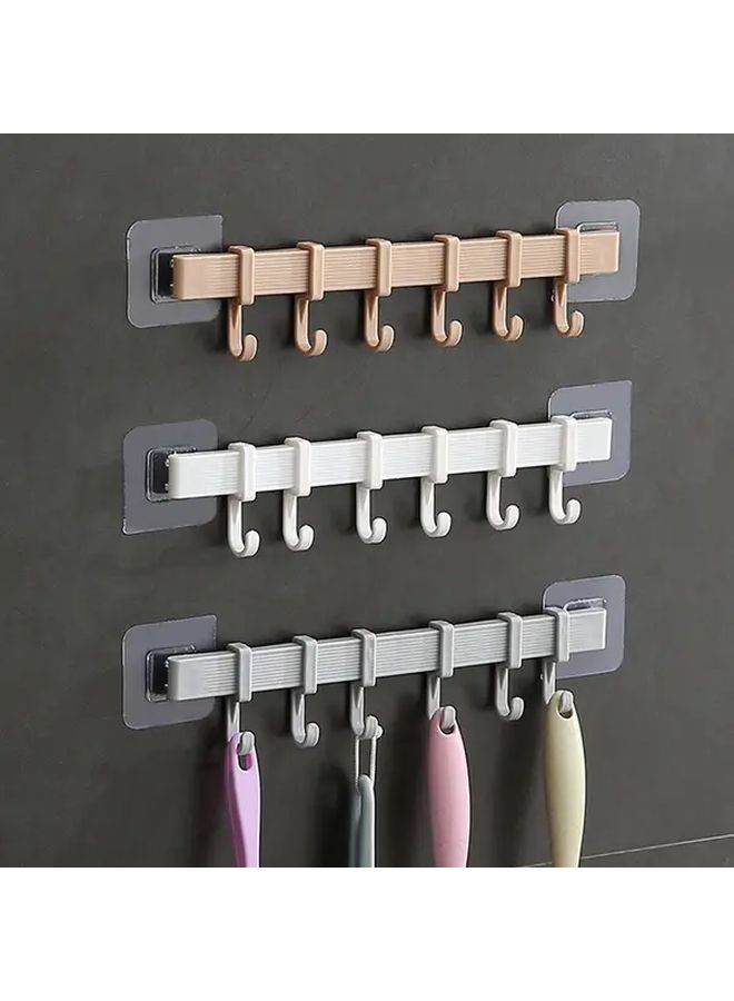 White Adhesive Kitchen Hook Rack Towel Organizer Hanging Storage - Image 1