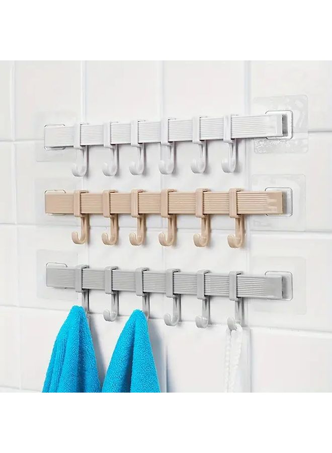 White Adhesive Kitchen Hook Rack Towel Organizer Hanging Storage - Image 2