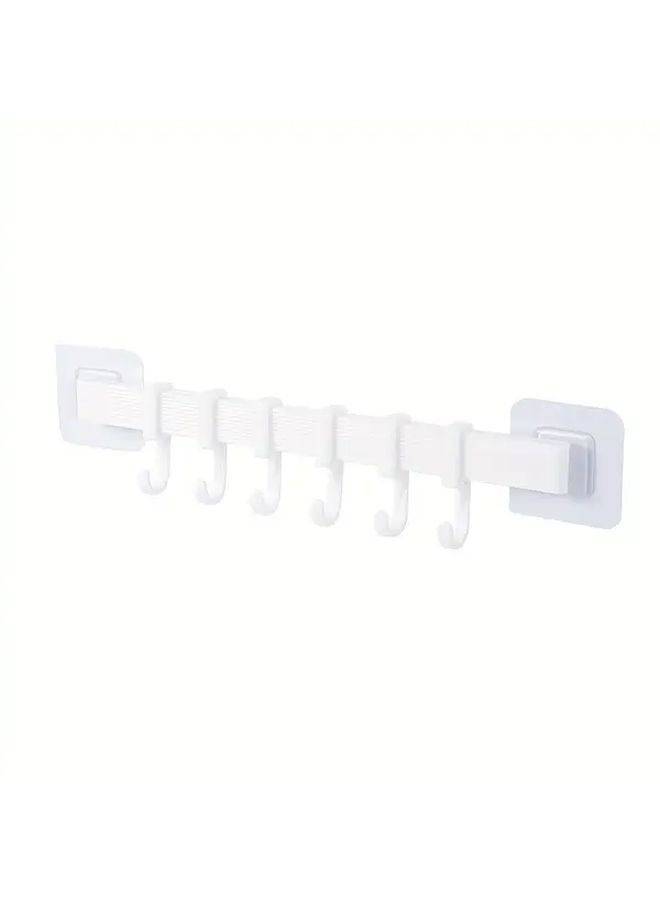 White Adhesive Kitchen Hook Rack Towel Organizer Hanging Storage - Image 5