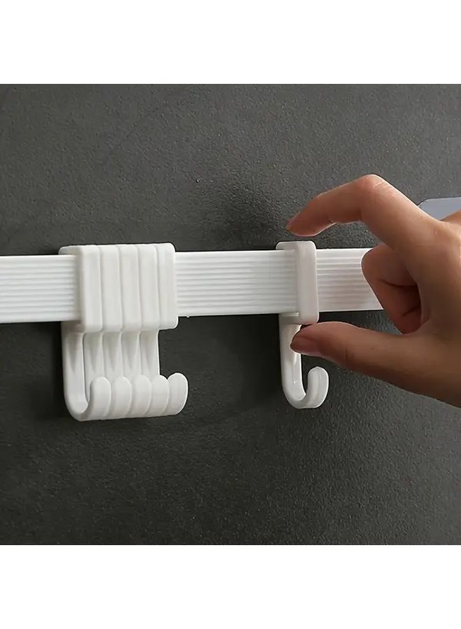White Adhesive Kitchen Hook Rack Towel Organizer Hanging Storage - Image 4