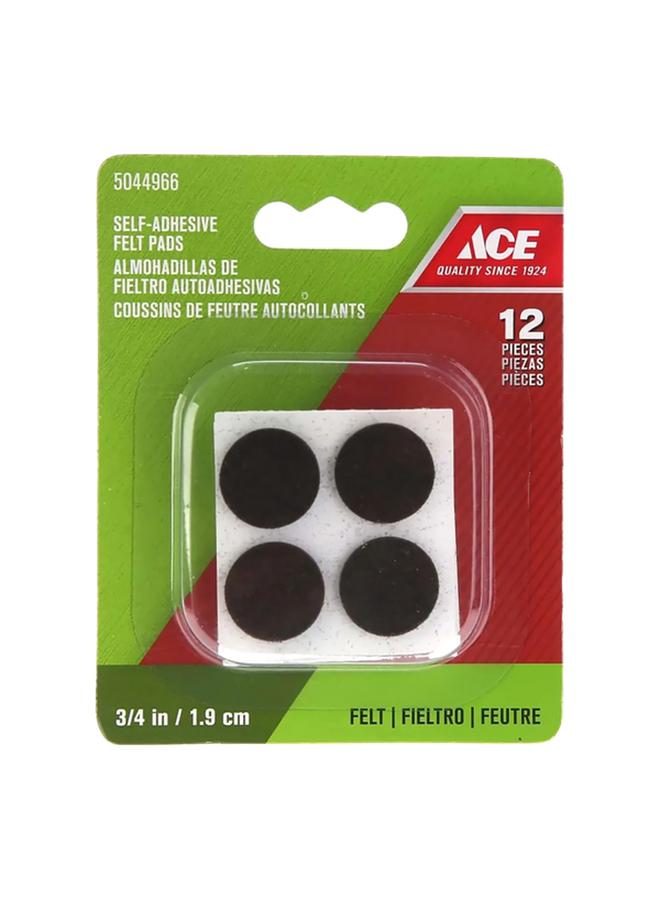 ACE 12-Piece Self-Adhesive Self-Leveling Round Protective Felt Pads Brown 1.9cm - Image 1
